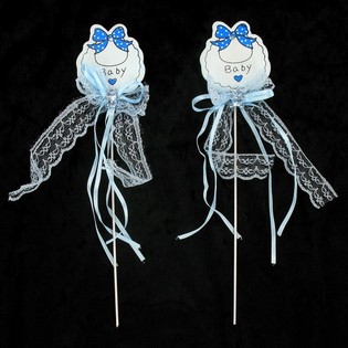 PALILLO PARA TARTA DE NACIMIENTO - AZUL BEBÉ (12 uds.)