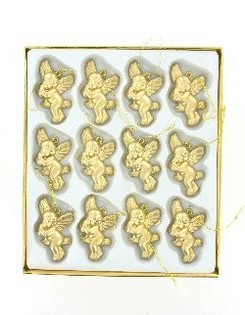 12 Ángeles de Navidad Dorados en Caja