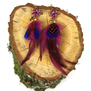 Pendiente de pluma con strass (1 ud.)