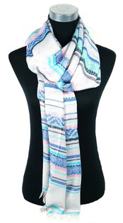 Bufanda de Lujo Estilo Ibiza Plata/Azul/Salm&oacute;n (1 ud.)