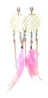 Pendientes de pluma rosa estilo Ibiza (1 ud)