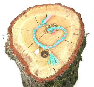 Pulsera Trenzada Estilo Ibiza Rosa y Turquesa (1 ud)