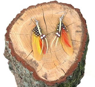 Pendientes pluma marrón (1 ud.)