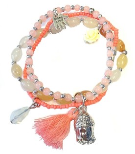 Pulsera Estilo Ibiza Salmón con Buda (1 ud)