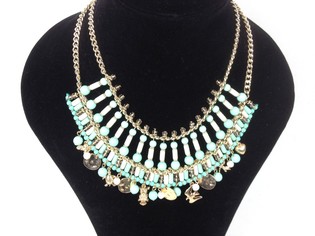 Collar de Lujo Menta con Monedas Estilo Ibiza (1 ud)