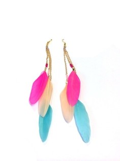 Pendientes de plumas estilo Ibiza - Multicolor (1 ud.)