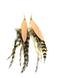 Pendientes Plumas Tigre y Salm&oacute;n Estilo Ibiza (1 ud)