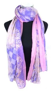 Bufanda estilo Ibiza violeta/rosa (1 ud.)
