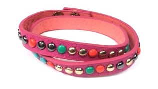 Pulsera Fuchsia con Tachuelas (Estilo Ibiza)