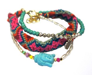 Pulsera Estilo Ibiza de 3 Capas con Buda (1 ud.)