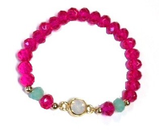 Pulsera Ibiza Fucsia Turquesa con Estr&aacute;s (1 ud)
