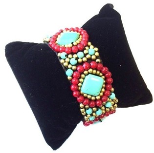 Pulsera Estilo Ibiza Turquesa/Rojo (1 ud.)