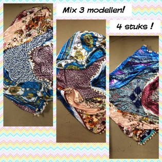 Bufanda triangular de seda de lujo de doble cara modelos mixtos (4 uds)