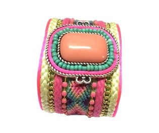 Pulsera ancha con piedra rosa (1 ud)