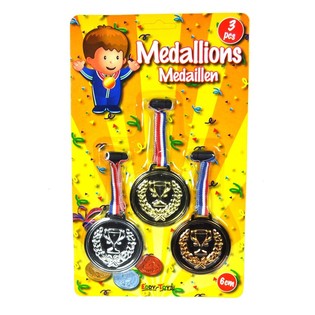 Set de 3 medallas en tarjeta (12 uds.)