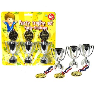 SET DE TROFEOS DE 6 PIEZAS EN BL&Iacute;STER (10 uds.)