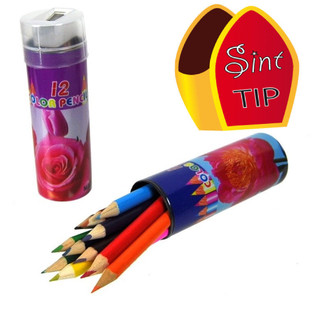 LÁPICES DE COLORES EN TUBO + SACAPUNTAS (24 ud.)