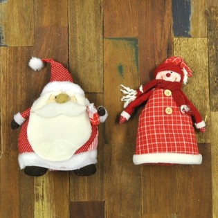 PAPÁ NOEL Y MUÑECO DE NIEVE DE PELUCHE (4 uds.)