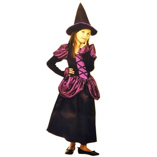 DISFRAZ DE BRUJA NEGRO/P&Uacute;RPURA PARA NI&Ntilde;OS - TALLA M