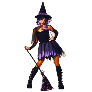 DISFRAZ DE BRUJA NEGRO/MORADO PARA NI&Ntilde;OS - TALLA 146