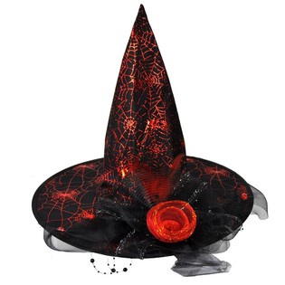 SOMBRERO DE BRUJA CON FLOR ROJA (3 uds.)