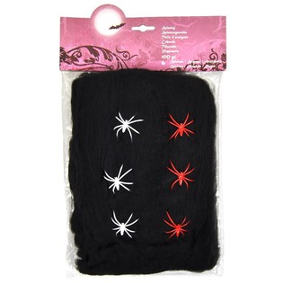 Telara&ntilde;a Decorativa Halloween Negra 100g con 6 Ara&ntilde;as (6 uds.)