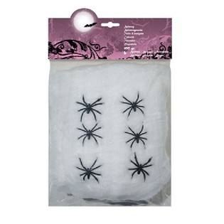 Telara&ntilde;a Decorativa de 100g con 6 Ara&ntilde;as - Blanco (4 uds.)