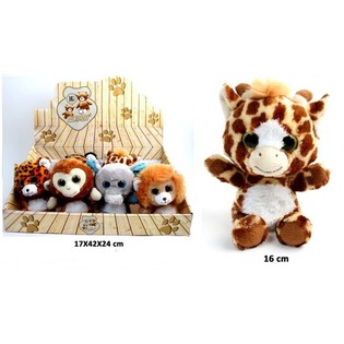 PELUCHES DE ANIMALES DEL ZOO, DISEÑO MIXTO 16 CM EN EXPOSITOR (12 ud.)