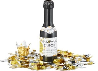 Ca&ntilde;&oacute;n de confeti botella de champ&aacute;n 31 cm &ndash; Plata y oro (4 uds.)