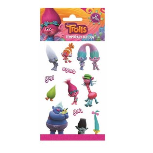 Tatuajes Temporales Trolls - 20 x 10 cm (10 uds.)