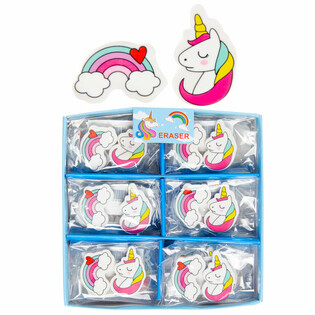 GOMA DE BORRAR Set 2 Unidades UNICORNIO / ARCOÍRIS EN EXPOSITOR (36 uds.)