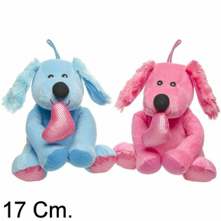 PERRO DE PELUCHE CON CORAZ&Oacute;N - 17 CM - MIX COLORES (12 ud.)