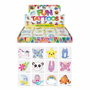Tatuajes Temporales para Niñas | Expositor de 48 Packs (12 Tatuajes por Pack)