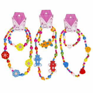 Conjunto Alegre de Collar y Pulsera de Madera para Niños (48 uds.)