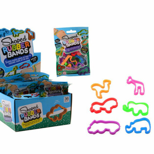 SET DE 6 GOMAS ELÁSTICAS ANIMALES SALVAJES EN EXPOSITOR (36 uds.)