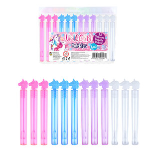Mini varitas de pompas de jabón Unicornio (Pack de 12 uds.)