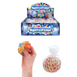 PELOTAS ANTIESTRÉS CON RED SQUEEZY BEADZ EN EXPOSITOR (36 uds.)