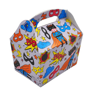 CAJA DE MENÚ MODELO: SUPERHÉROE - Dim. 18.5x12x19 CM - CAJA DE COMIDA - KIDSBOX (24 uds.)