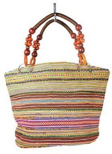 Bolso B-Fair Beads Marrón con Asa de Cuentas (1 ud) | Art. 97744